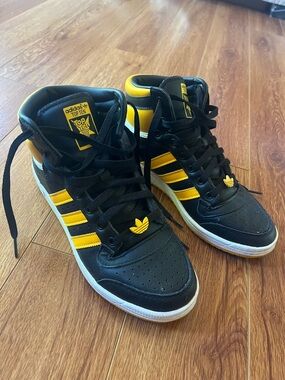 Adidas Top Ten Hi Black Beam Yellow Gold High Top Sneakers Womens 9 Mens 7 Used